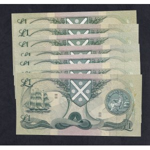 Scotland, Set of 7 Banknotes, 1 Pound, 1970-1988, UNC