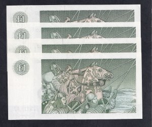 Scotland, Set of 4 Banknotes, 1 Pound, 1982-1988, UNC