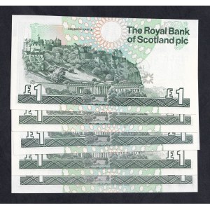 Scotland, Set of 5 Banknotes, 1 Pound, 1987-2001, UNC