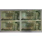 Scotland, Set of 5 Banknotes, 1 Pound, 1987-2001, UNC