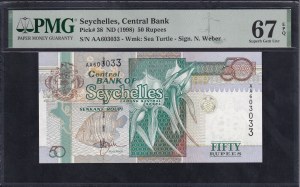 Seychelles, 50 Rupees, 1998, Superb Gem UNC 67 EPQ