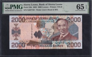 Sierra Leone, 2000 Leones, 2003, Gem UNC 65 EPQ