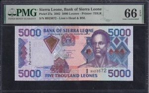 Sierra Leone, 5000 Leones, 2002, Gem UNC 66 EPQ