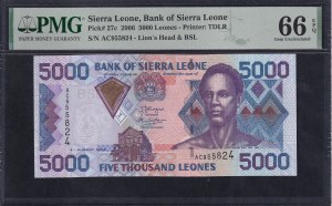 Sierra Leone, 5000 Leones, 2006, Gem UNC 66 EPQ