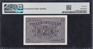 Spain, 2 Pesetas, 1937, Gem UNC 66 EPQ
