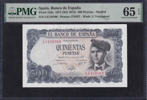 Spain, 500 Pesetas, 1971 (1973), Gem UNC 65 EPQ