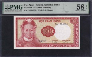 Vietnam, 100 Dong, 1966, Choice About UNC 58 EPQ