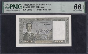 Yugoslavia, 10 Dinara, 1939, Gem UNC 66 EPQ