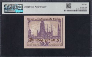 Danzig, 50 Pfennig, 1919, Gem UNC 66 EPQ