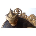 Inkwell bronze gilt black marble mid-19th century.
