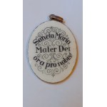 Medallion Mother of God with Child gold enamel 19th century.