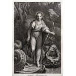Louis Surugue (ok. 1686-1762), Święta Małgorzata według Rafaela, z serii: Zbiór rycin wykonanych na podstawie najpiękniejszych obrazów i najpiękniejszych rysunków we Francji, ok. 1729-40 r.