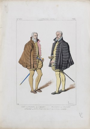 Raphael Jacquemin (1821-1881), Odet kardynał de Coligny i Francois de Coligny, z: „Ogólna i metodyczna ikonografia strojów...