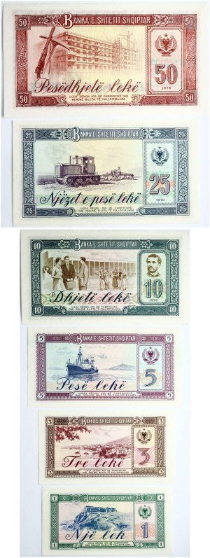 Albania 1 Lek - 50 Leke 1976 SET of 6 Banknotes