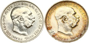 Austria 2 Corona 1912 & 1913 Lot of 2 coins