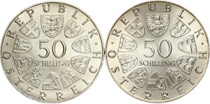 Austria 50 Schilling 1972 & 1973 Lot of 2 coins