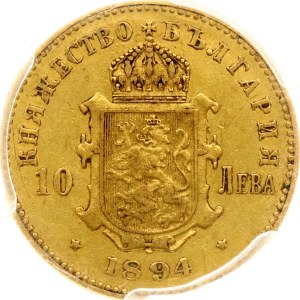 Bulgaria 10 Leva 1894 КБ PCGS AU 50