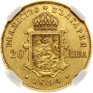 Bulgaria 20 Leva 1894 КБ NGC AU 58