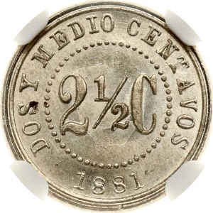 Colombia 2½ Centavos 1881 NGC MS 64