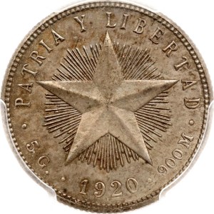 Cuba 20 Centavos 1920 PCGS MS 62