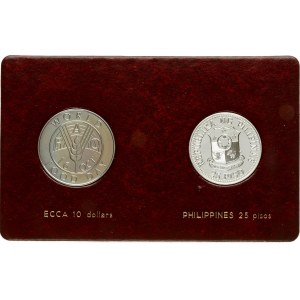 Eastern Caribbean States 10 Dollars 1981 FAO & Philippines 25 Piso 1981 FM FAO Lot of 2 coins