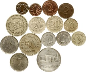 Estonia 1 Mark - 2 Krooni 1922-1935 Lot of 15 coins