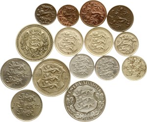 Estonia 1 Mark - 2 Krooni 1922-1935 Lot of 15 coins