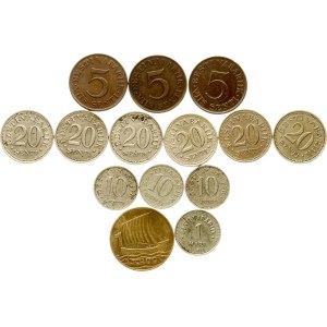 Estonia 1 Mark - 1 Kroon 1924-1935 Lot of 14 coins