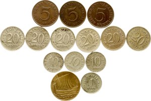 Estonia 1 Mark - 1 Kroon 1924-1935 Lot of 14 coins