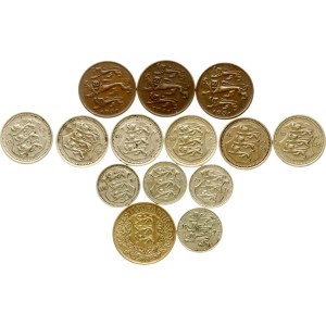 Estonia 1 Mark - 1 Kroon 1924-1935 Lot of 14 coins