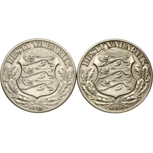 Estonia 2 Krooni 1930 Toompea Fortress Lot of 2 coins