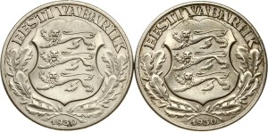 Estonia 2 Krooni 1930 Toompea Fortress Lot of 2 coins