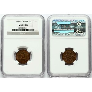 Estonia 2 Senti 1934 NGC MS 62 RB