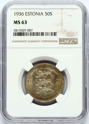 Estonia 50 Senti 1936 NGC MS 63
