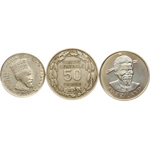 Ethiopia 50 Matonas 1923 (1931) with Coins of Different Countries Lot of 3 coins