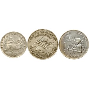 Ethiopia 50 Matonas 1923 (1931) with Coins of Different Countries Lot of 3 coins