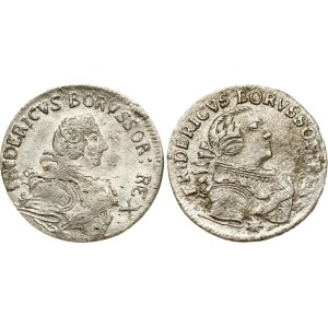 Germany Prussia 6 Groscher 1753 E & 1754 E Lot of 2 coins