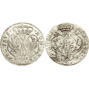 Germany Prussia 6 Groscher 1753 E & 1754 E Lot of 2 coins