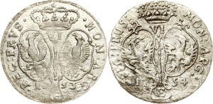 Germany Prussia 6 Groscher 1753 E & 1754 E Lot of 2 coins
