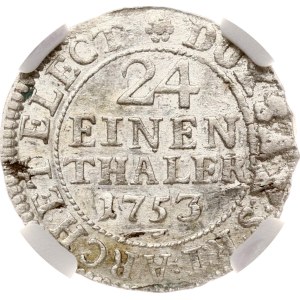 Germany Saxony 1/24 Taler 1753 FWoF NGC MS 61