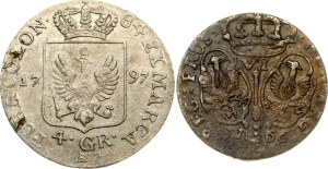 Germany Prussia 6 Groscher 1756 E & 4 Groschen 1797 A Lot of 2 coins