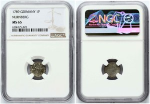Germany Nurnberg 1 Pfennig 1789 NGC MS 65 TOP POP
