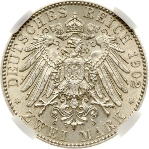 Germany Saxony 2 Mark 1902 E Death NGC MS 62