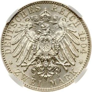 Germany Saxony 2 Mark 1904 E Death NGC MS 62