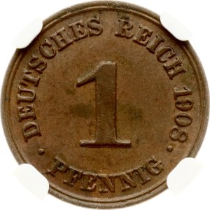 Germany 1 Pfennig 1908 D NGC AU 58 BN