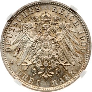 Germany Bavaria 3 Mark 1909 D NGC MS 62
