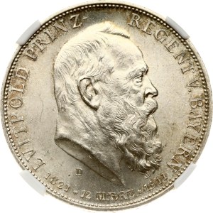 Germany Bavaria 5 Mark 1911 D Birthday NGC MS 64