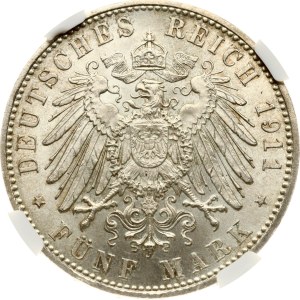 Germany Bavaria 5 Mark 1911 D Birthday NGC MS 64