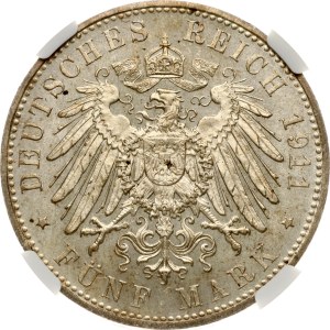 Germany Bavaria 5 Mark 1911 D Birthday NGC MS 62