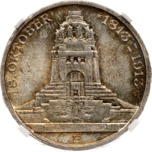 Germany Saxony 3 Mark 1913 E Battle of Leipzig NGC MS 64